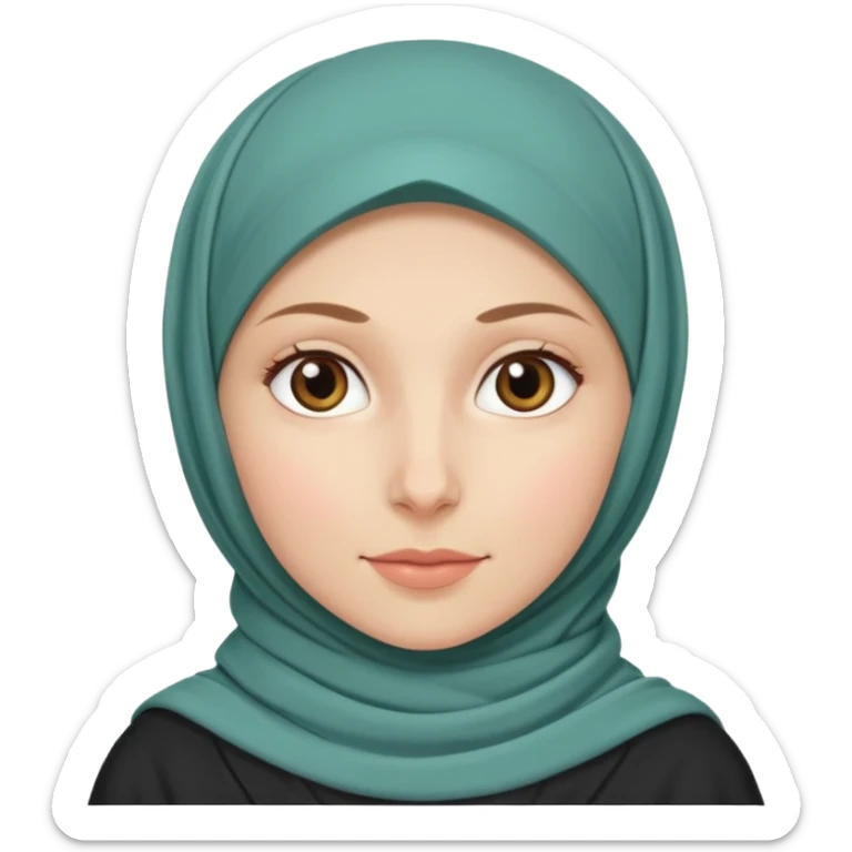 Make a girl with a hijab duolingo styles and make her white and only her face appear and looking forward not left or right sticker
