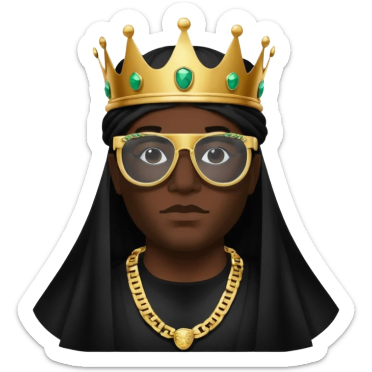 un principe con una corona de rolex con unos lentes Versace máscara todos negros grandes de after sticker