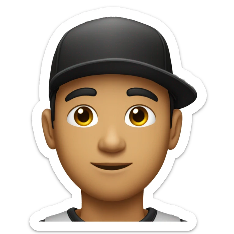 pfp moreno con aros y joven pelo rizado ojos negros y con gorra negra sticker