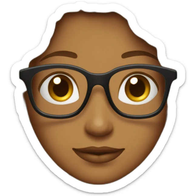 haz un emoji de un hermosa de 25 años de piel morena y cabello castaño obscuro que use lentes de pasta negra sticker