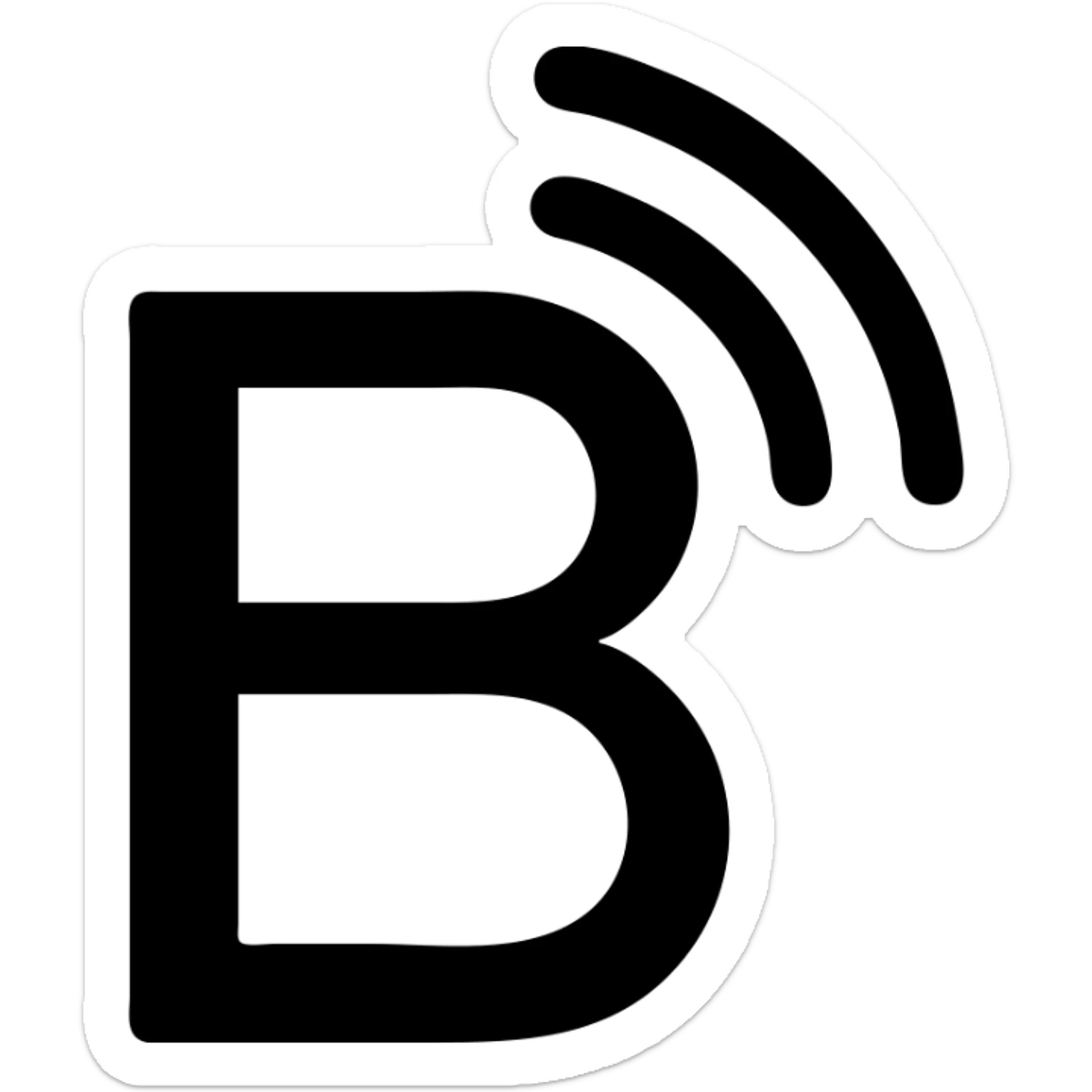 Monoline capital B whose upper loop breaks into three outward arcs sticker