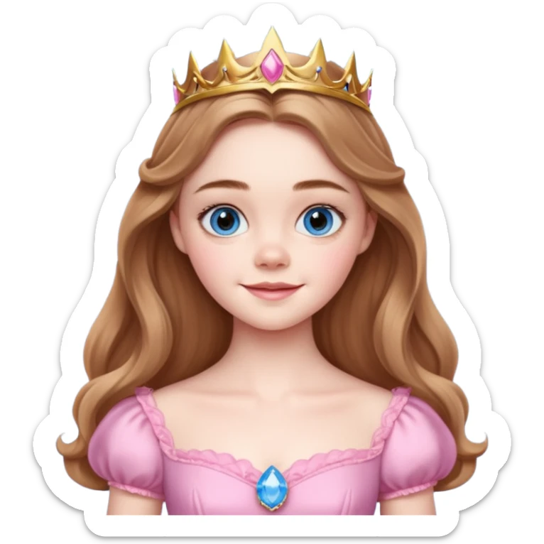 Elle fanning as princess Aurora in Maleficent but with brown hair and blue eyes sticker