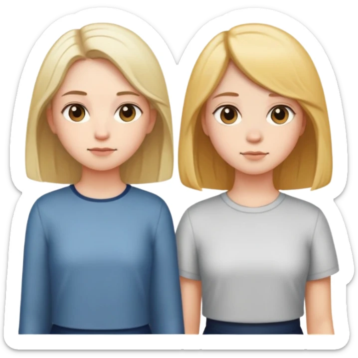 A girl with long hair and a girl with short hair stand side by side sticker