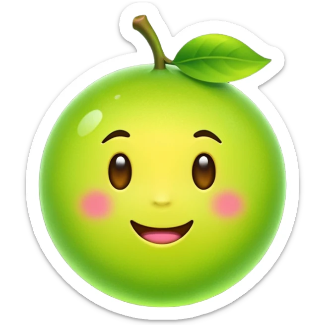 A single neon yuzu, iPhone emoji style, glossy and smooth, vibrant neon green color, high detail, simple and cute design, isolated on white background, centered composition


 sticker