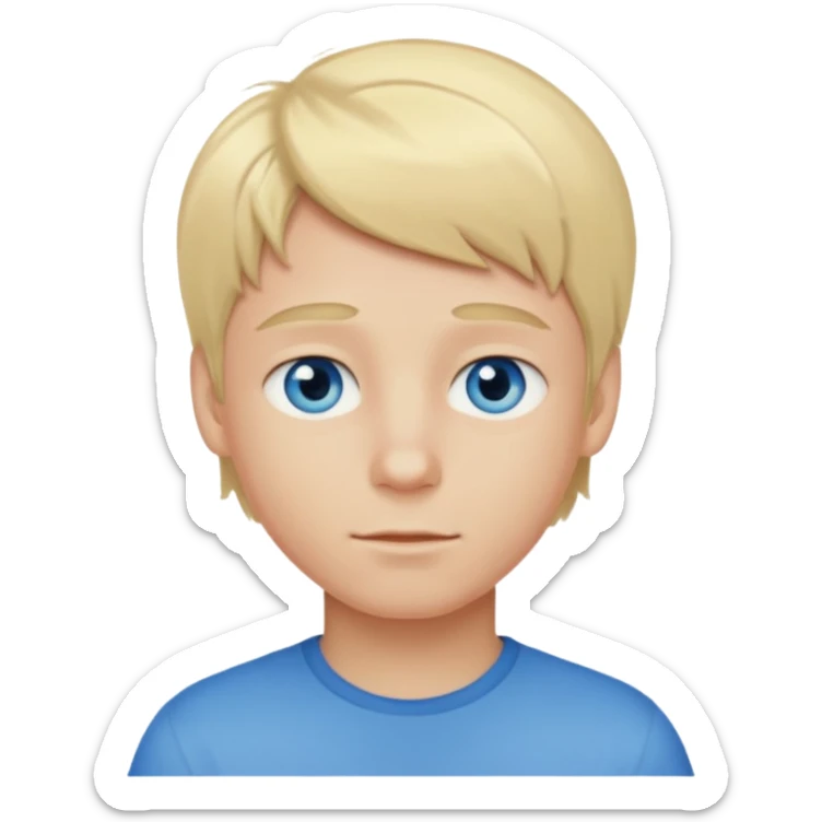 Emoji chlopak z blond włosami które będą rozsztrzepane i niebieskimi oczami sticker