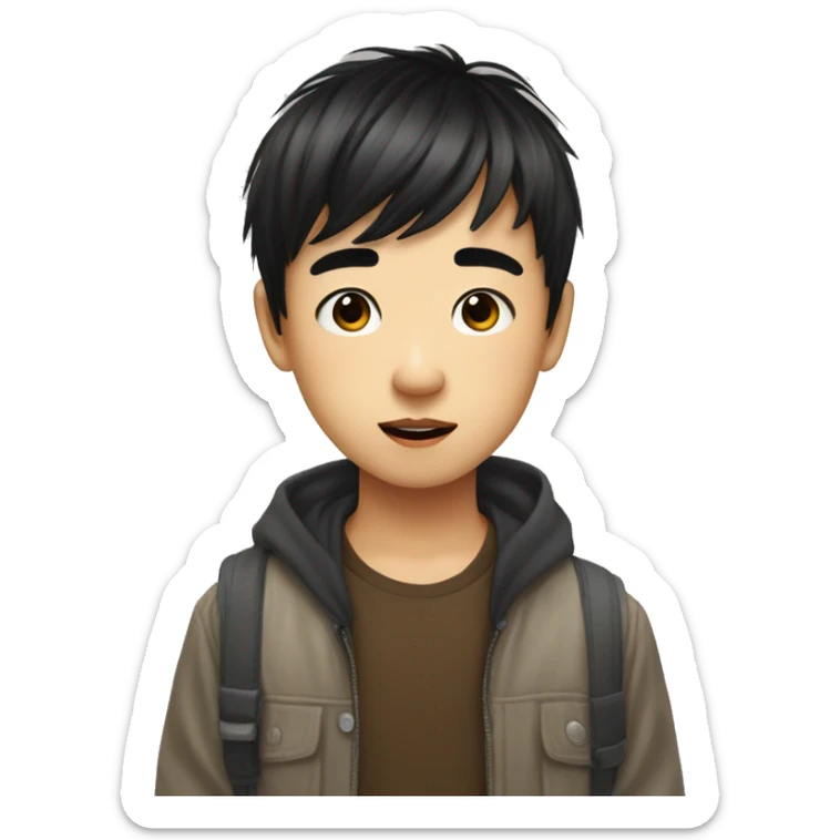 Make me an emoji of a cute art-loving Asian boy image that I can use for my Artboy blog Make your bangs short and long sticker