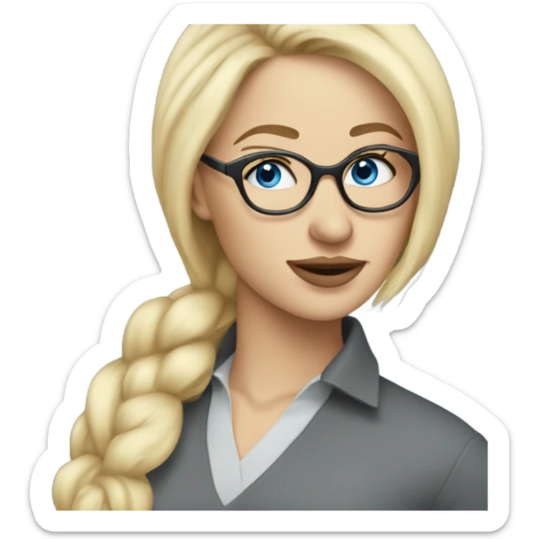 Beautiful blonde woman, blue eyes, side profile wearing glasses  sticker