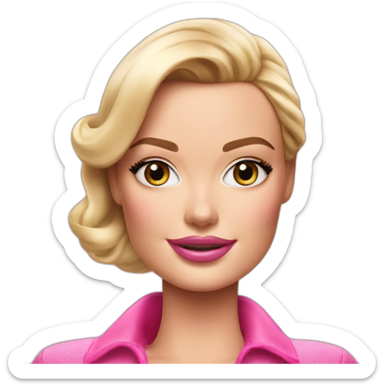 margot robbie as barbie girl, blonde hair, pink clothes sticker