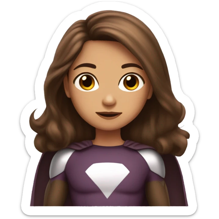 superhero, child, girl, long brown hair, brown eyes, hispanic sticker