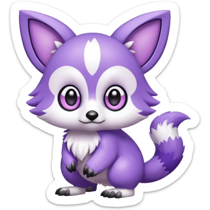 Cute cool purple white animal hybrid Fakemon full body sticker