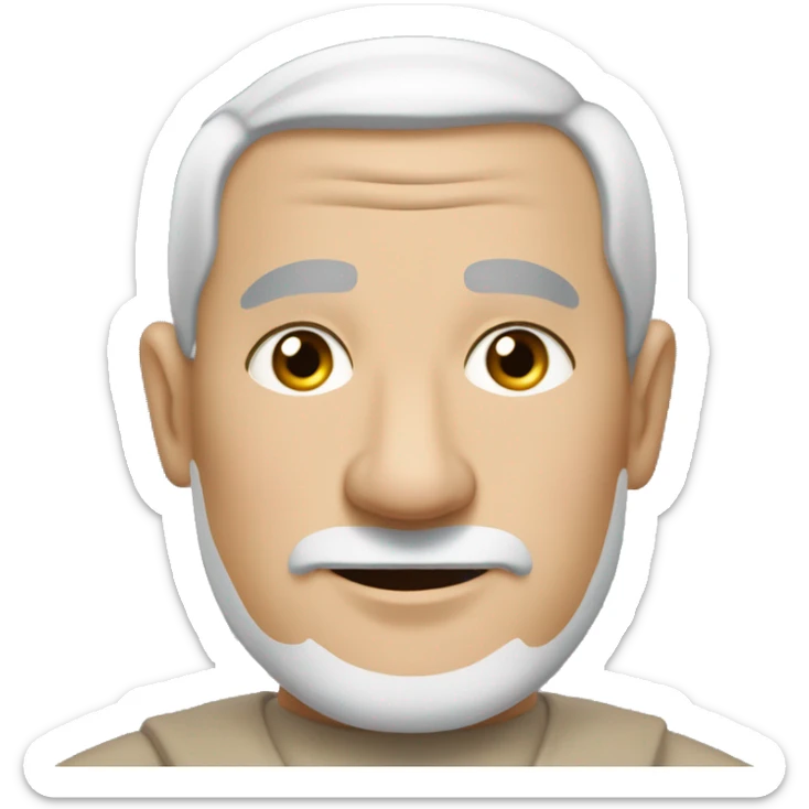 A middle-aged white male friar, sporting a grizzled look, with buzz-cut black hair and a pronounced square jaw. sticker