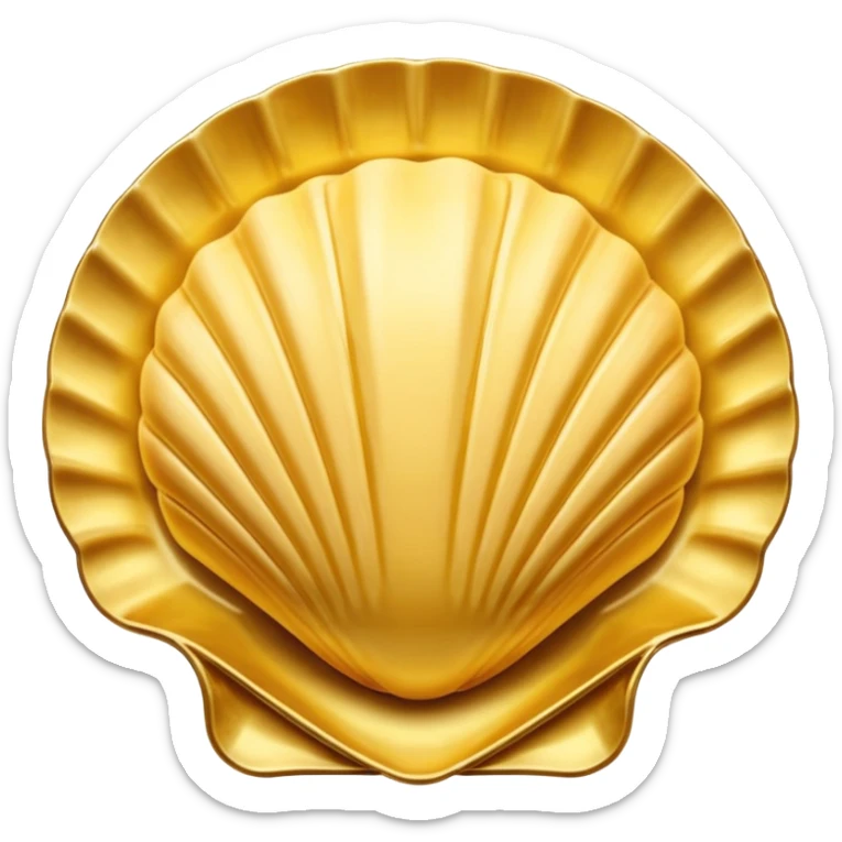 butter in the shape of a shell on a gold vintage plate sticker
