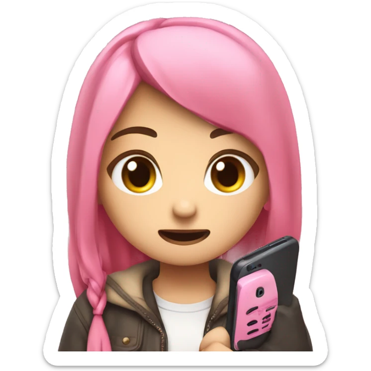 jirai kei girl scrolling on a pink phone looking pissed sticker