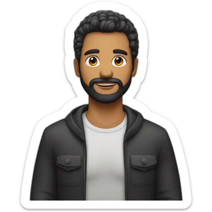 hombre de 45 años cabello bastante corto negro y con canas barba con canas vestido casualmente sticker