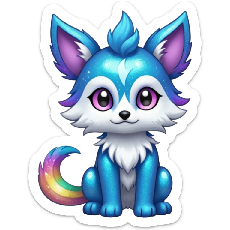 Cool cute Kawaii edgy fantasy animal sparkle fursona Fionbri creature by griffsnuff & LiLaiRa & Falvie full body sticker