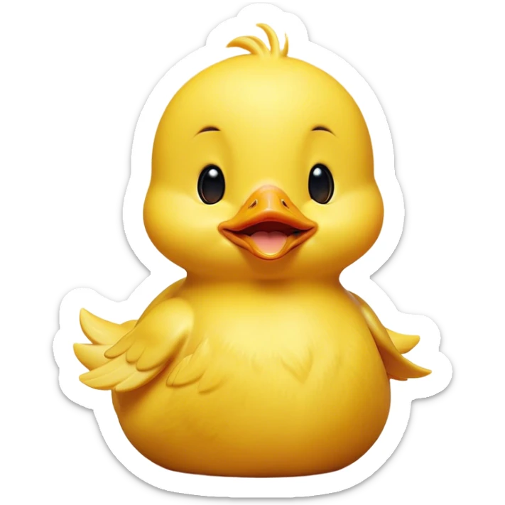 Cinematic Cute Yawning Yellow Baby Duck Portrait Emoji, Head tilted slightly with a dramatic, wide-open yawn, showcasing a soft, downy yellow coat with little drooping wings, round eyes barely open in drowsy contentment, Simplified yet irresistibly adorable features, highly detailed, glowing with a soft, cozy glow, high shine, relaxed yet expressive, stylized with a touch of whimsical charm, bright and endearing, soft glowing outline, capturing the essence of a sleepy yet affectionate duckling, so drowsy it feels like it could stretch out of the screen and curl up for a nap! sticker