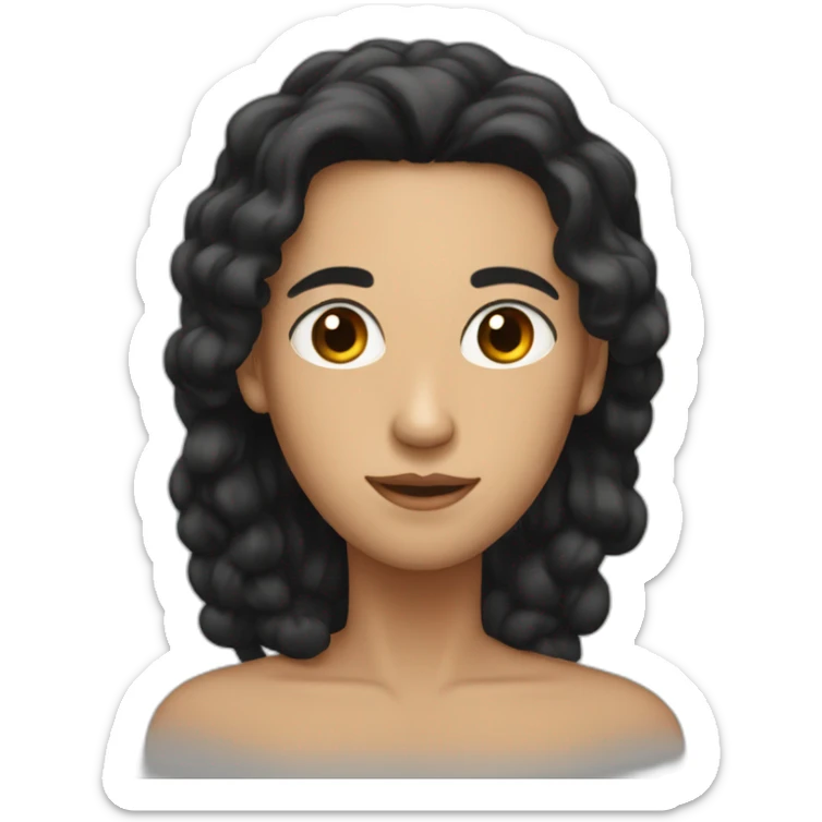 A man with black hair and brown eyes, with a woman whose hair is black sticker