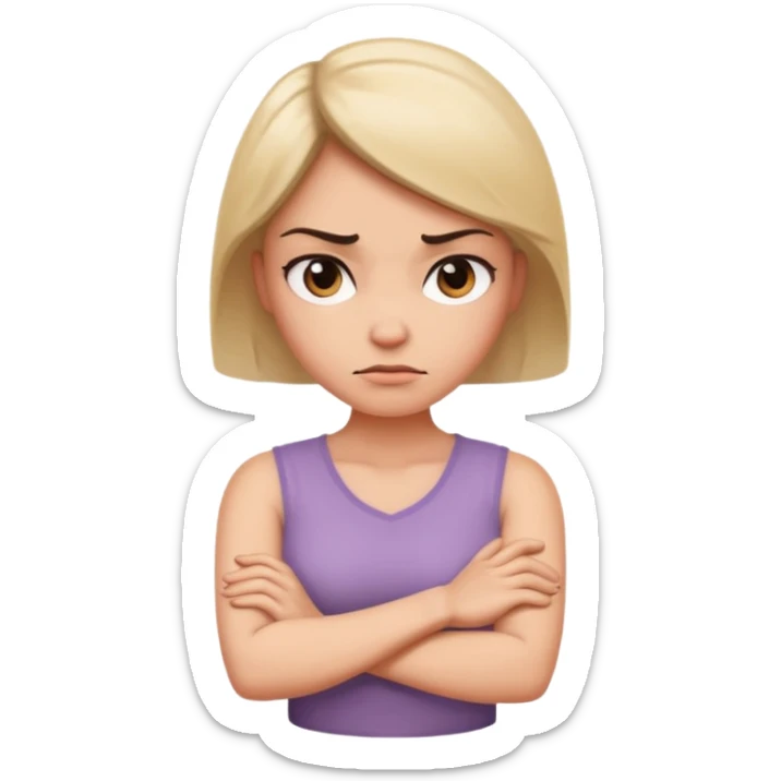 Woman with arms crossed in a mad way with an attitude turned to the side a little  sticker
