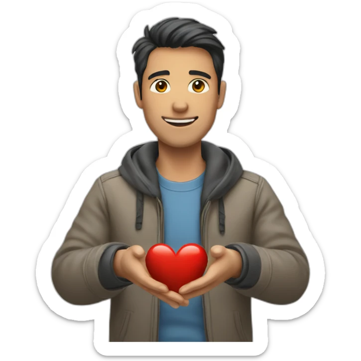 un homme qui fait un coeur avec les mains sticker