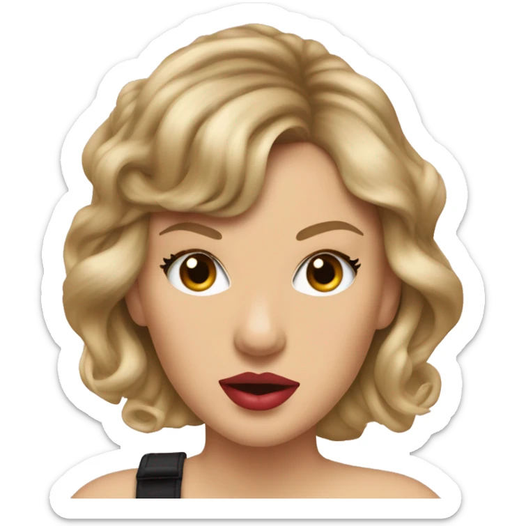 Taylor Swift with a tongue sticking out and her eyes in the back of her head sticker