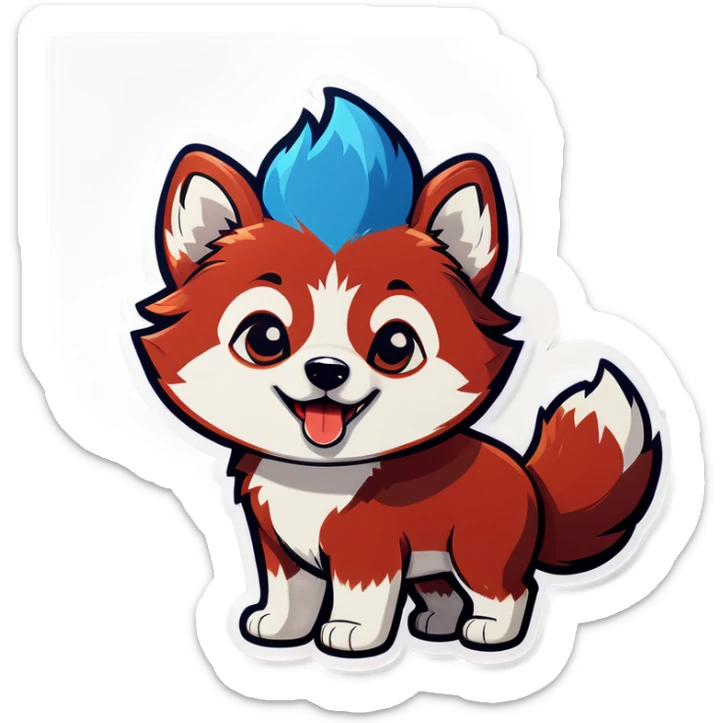 Cute red Husky puppy, blue curly haircut, brown eyes, barking  sticker