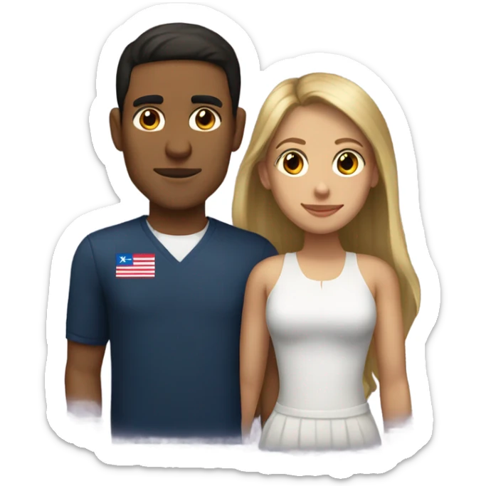 Puerto rican beard short brown hair  and blond long hair girl couple sticker