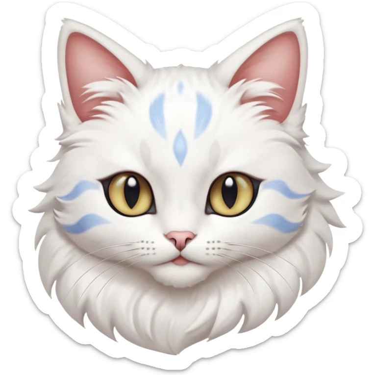 White beautiful elegant slim pretty realistic elegant feline-Pokémon-Fakémon-creature with heterochromia sticker