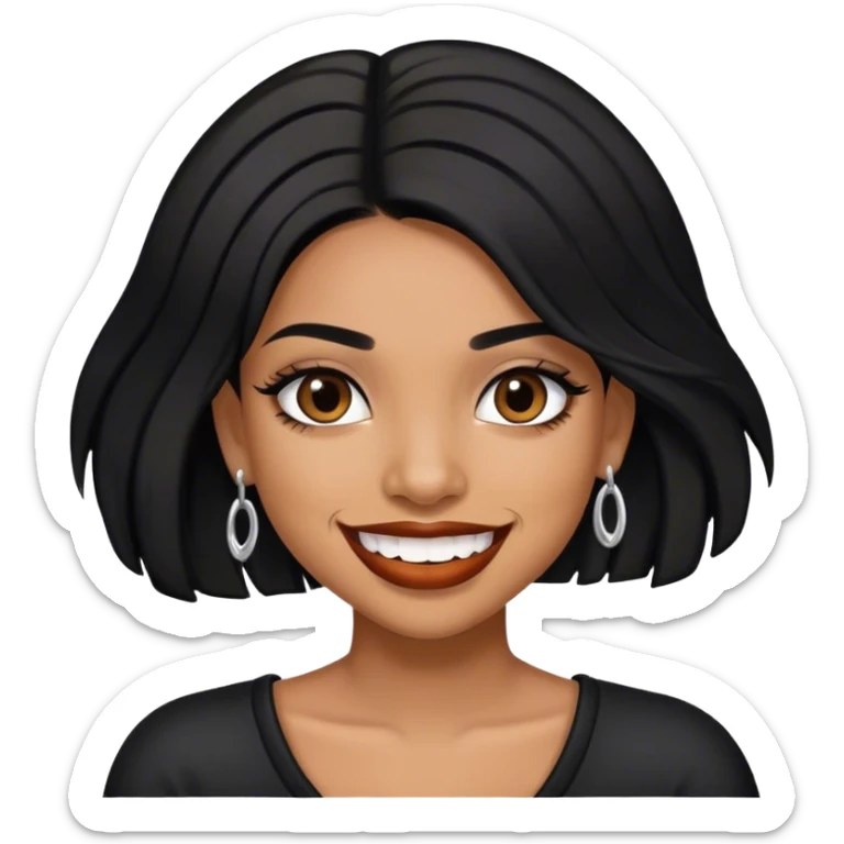 Girl with black shoulder length hair and Latina makeup and grillz sticker