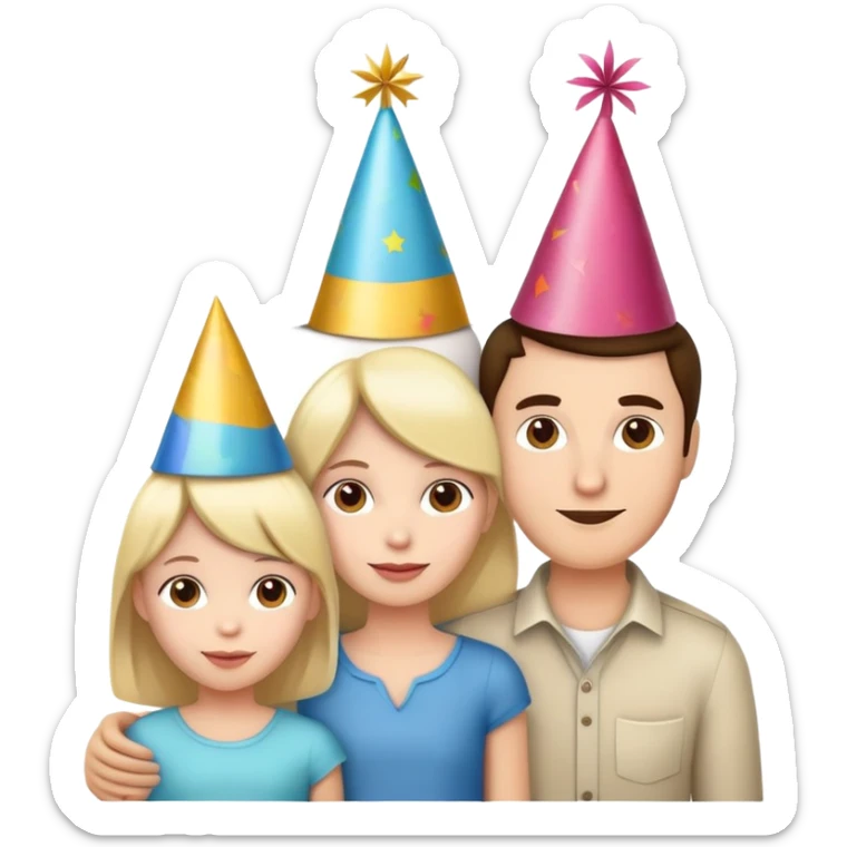 family of 4 with the guy on the right wearing a party hat sticker