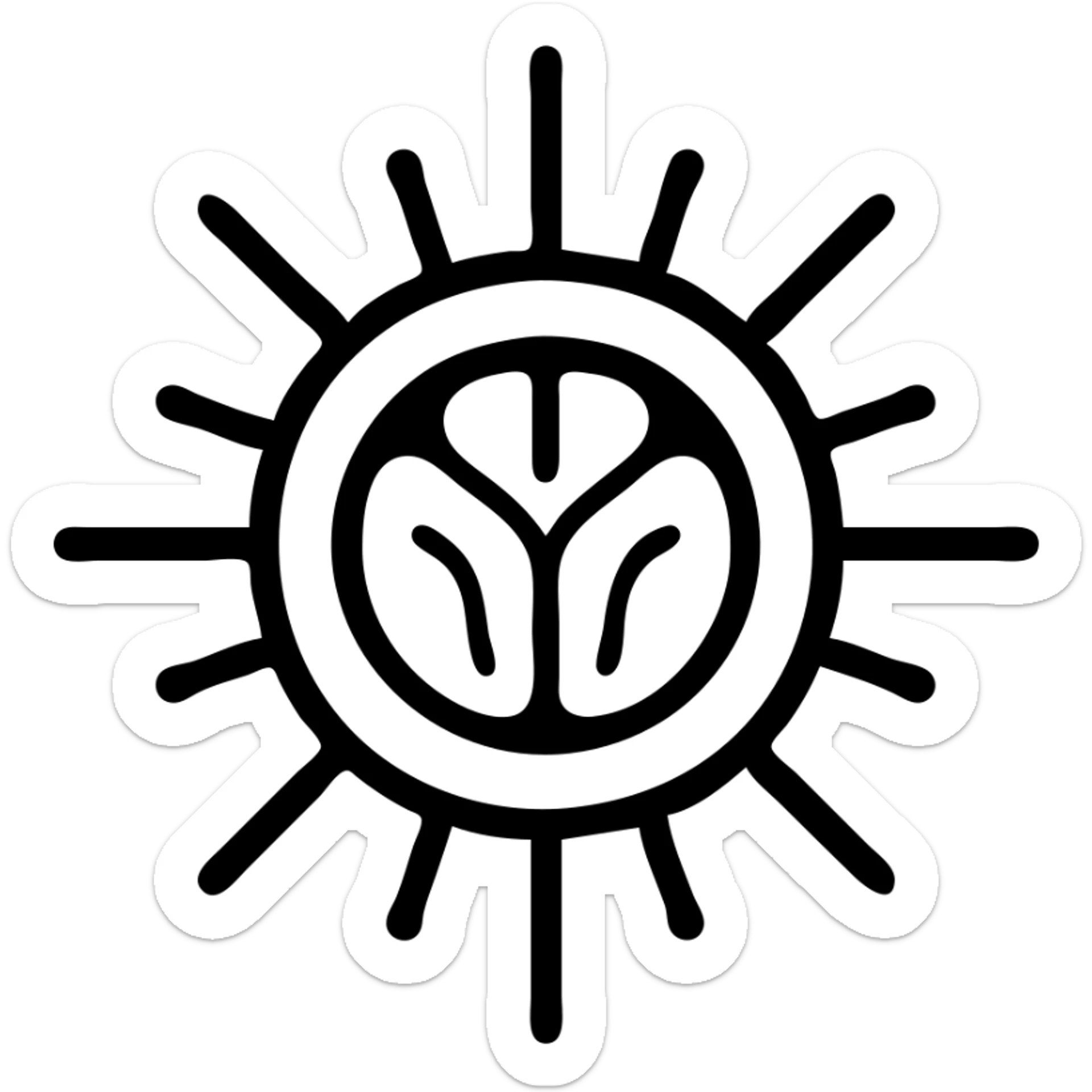 uni sea urchin seafood, icon style, bold outline, flat color, minimal details sticker