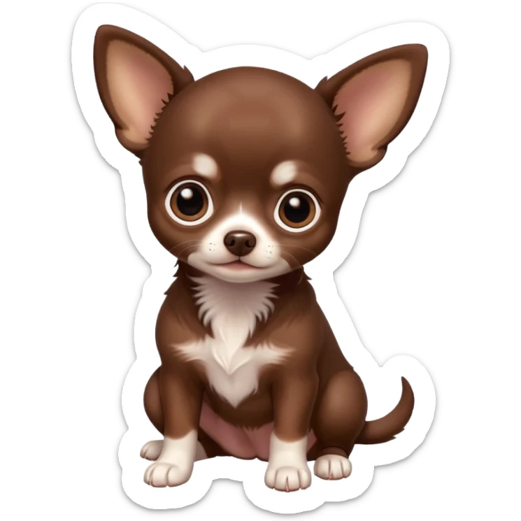 Generate an emoji of a chocolate-colored Chihuahua puppy sticker