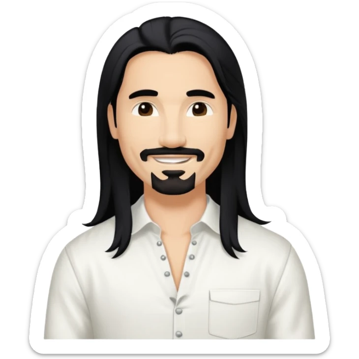 Kevin Richardson from Backstreet Boys with long black hair, white outfit sticker