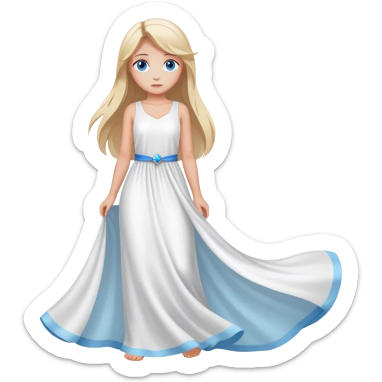 a girl whit a long white drees and whit blonde hair and blue eyes sticker