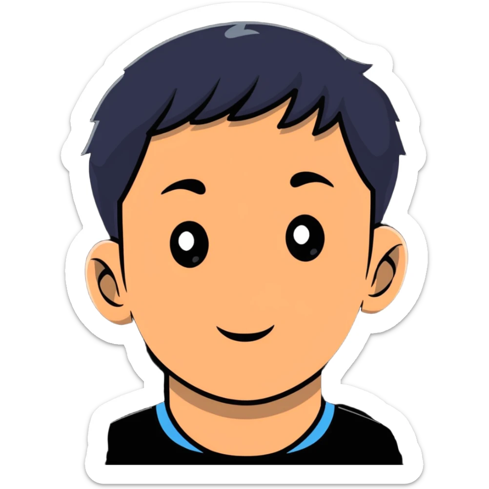 Asian descent boy face sticker