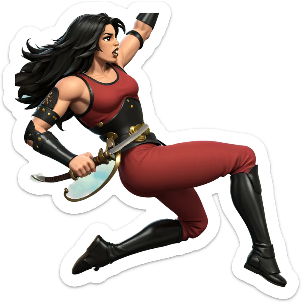 retro warrior with sword sticker