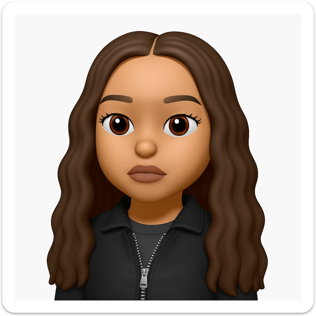 Convert this photo to a 3D emoji in Apple style, keeping the clothes as they are, no changes to attire. The style should resemble Apple 3D emoji style with smooth, rounded features and vibrant colors, preserving the original clothing details exactly as shown. sticker