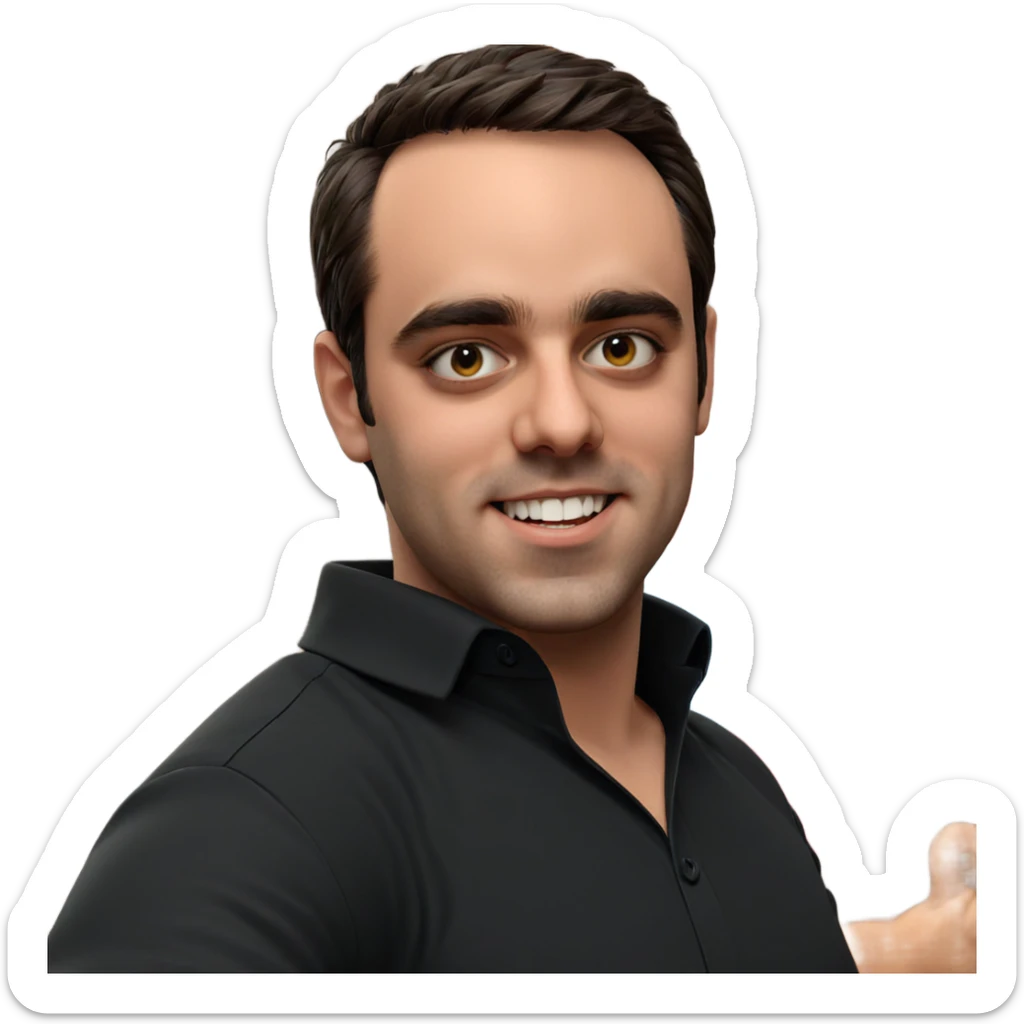 smiling boy in black shirt sticker