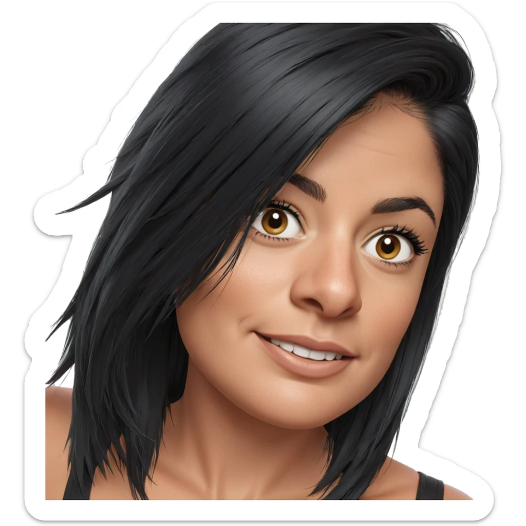 smiling girl with black hair sticker