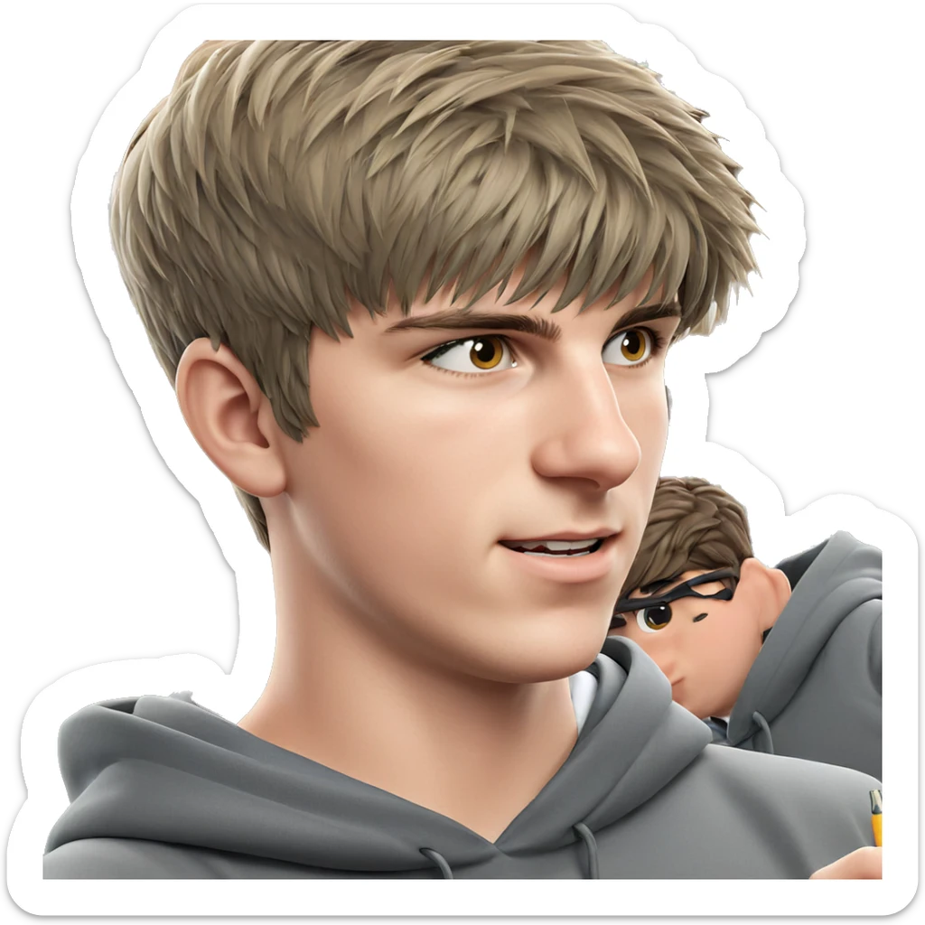 boys studying in hoodie sticker