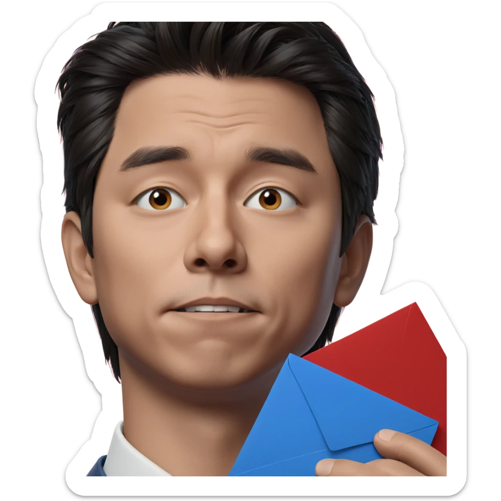 boy with envelope portrait sticker