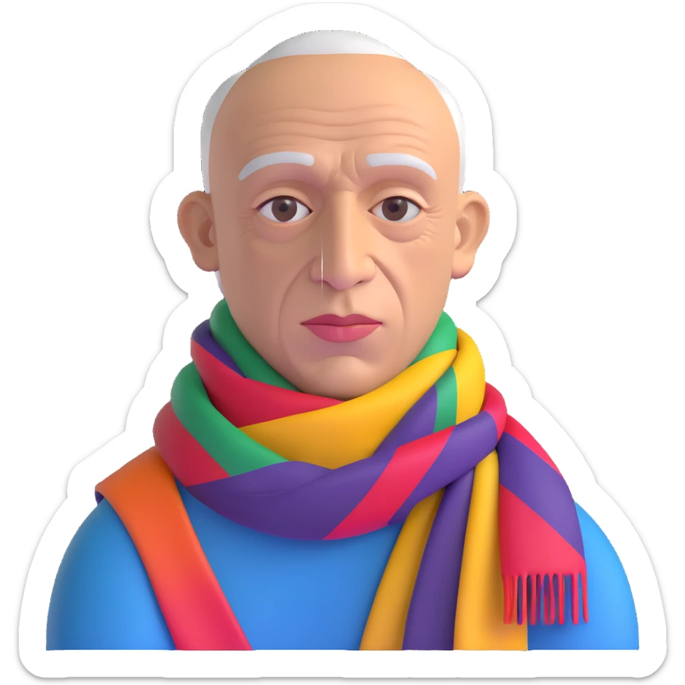 auto portrait of Pablo Picasso with colorful scarf sticker
