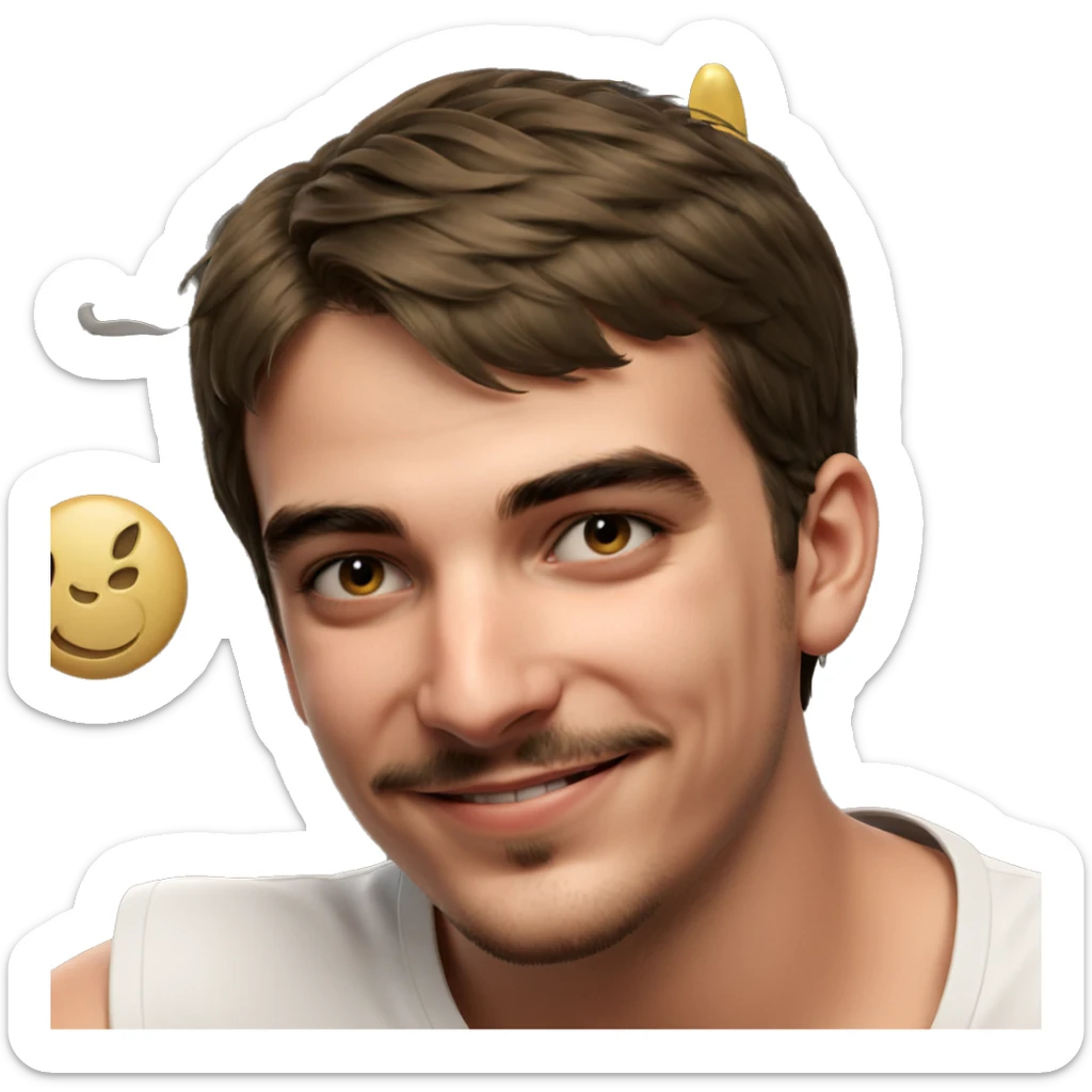 smiling boy in tank top sticker