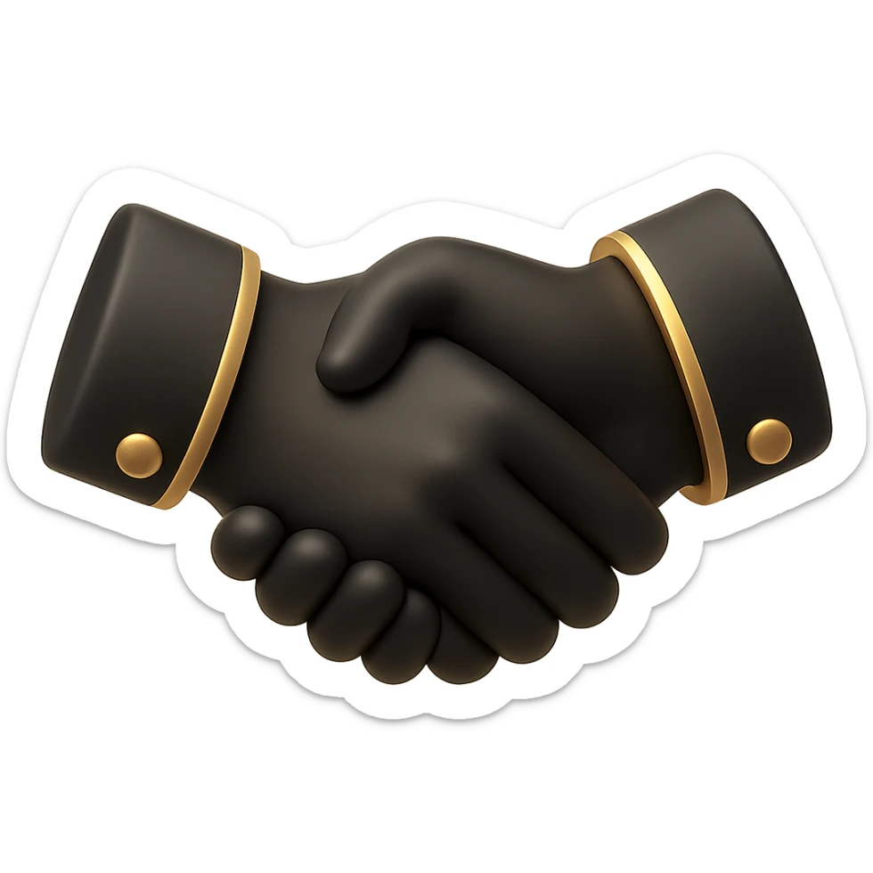 a handshake in 3D black style sticker