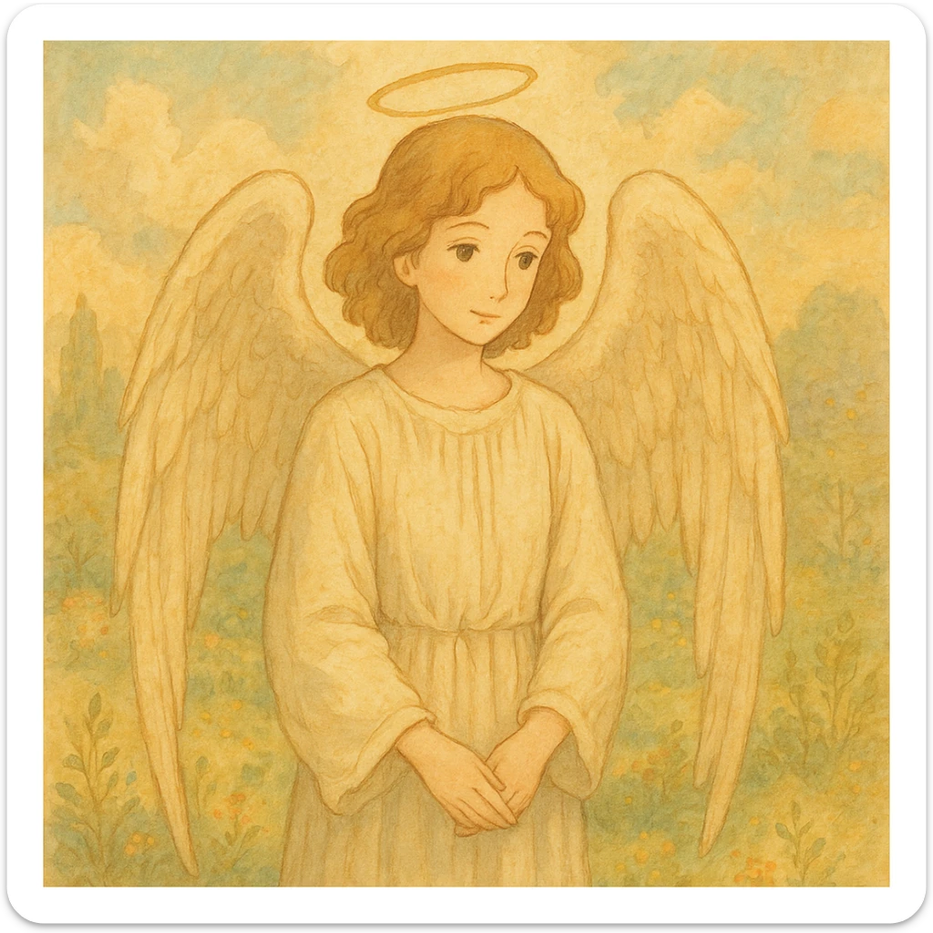 angel, gentle expression, soft light sticker