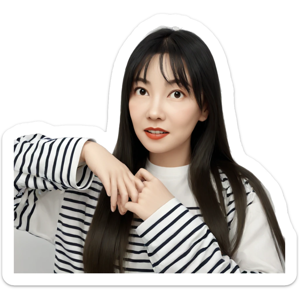 striped shirt girl portrait sticker