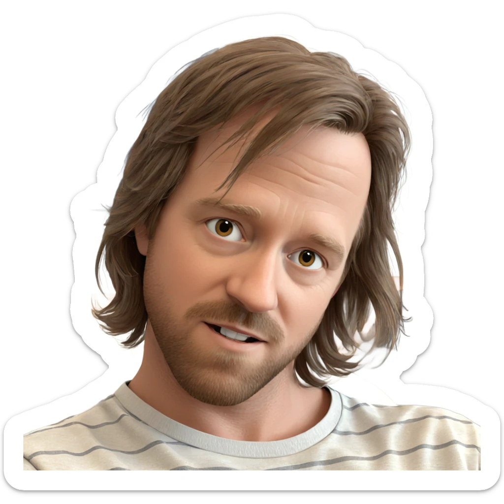 brown haired male indoors sticker