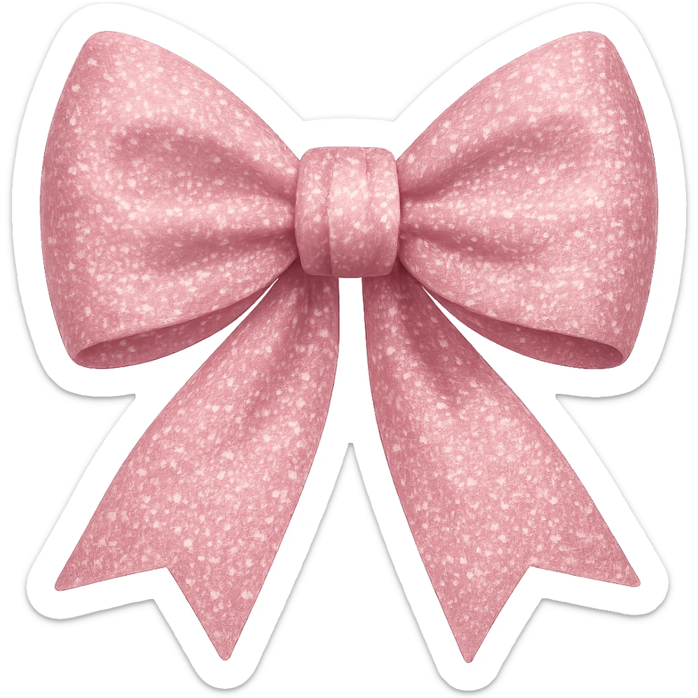 Add soft and stylish glitter to the aesthetic pink ribbon tied in a bow in iPhone emoji style, with no background. sticker