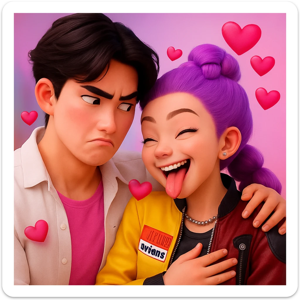 can you give different expressions to this picture. such as angry or funny or in love  sticker