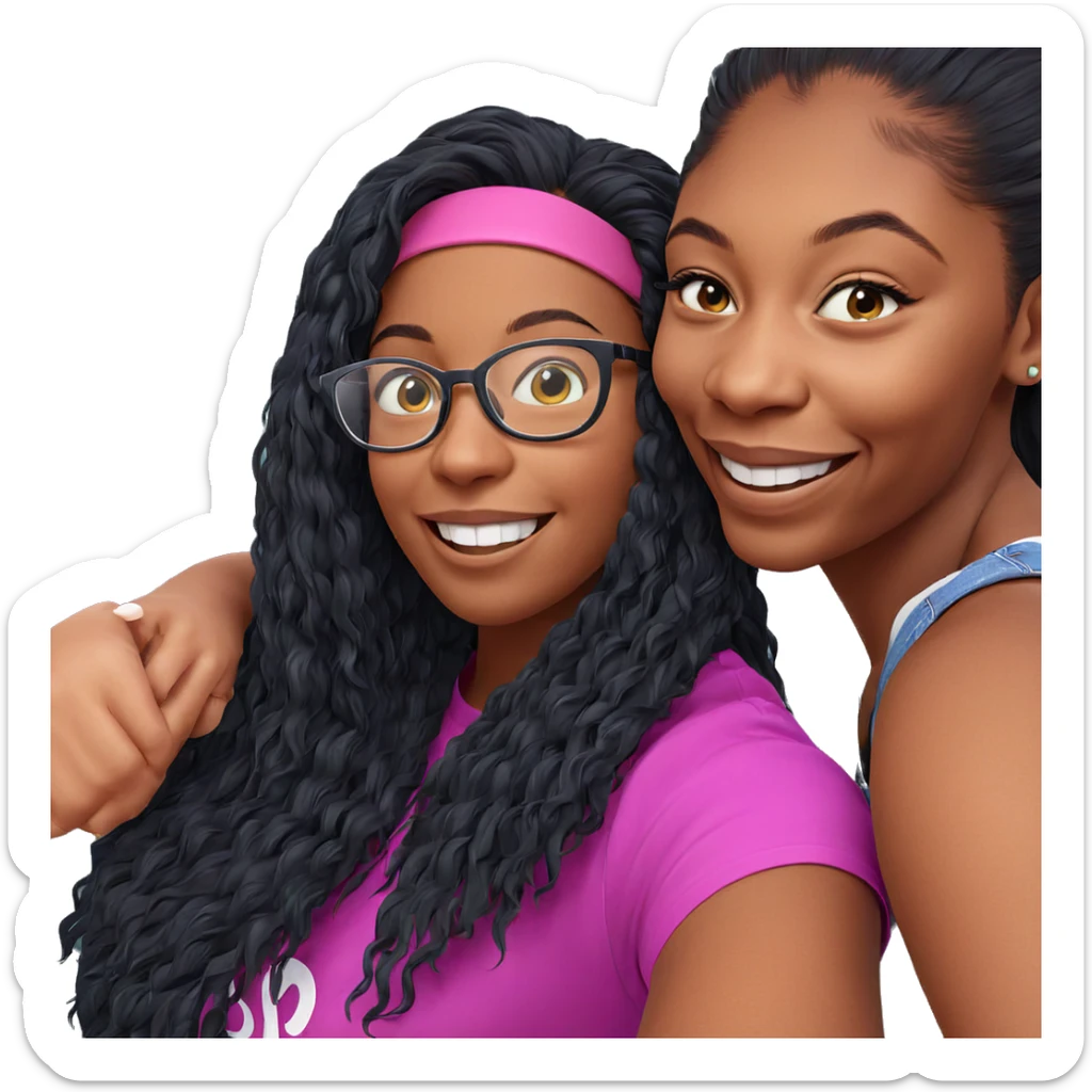 girls smiling together with glasses sticker