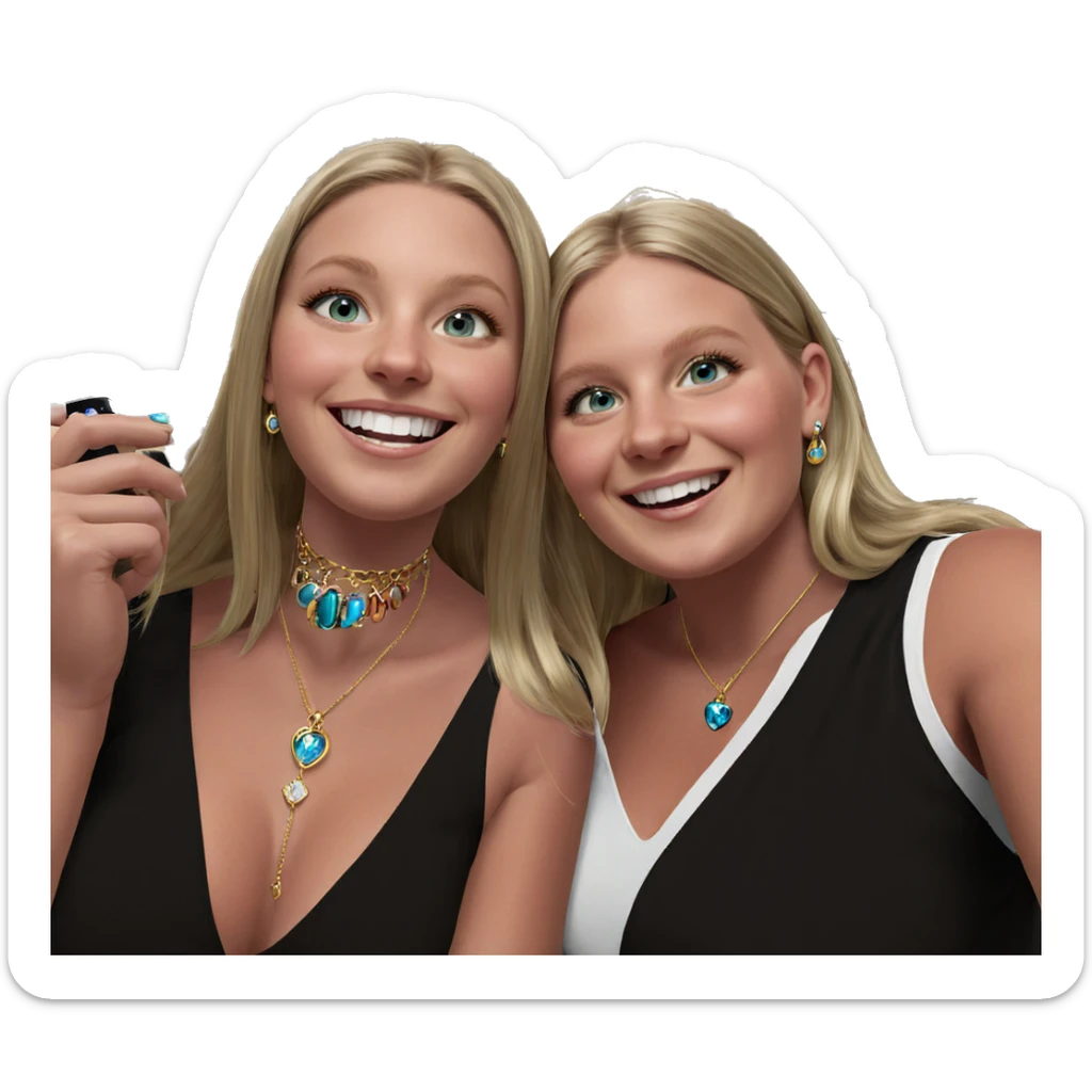 blonde girls with jewelry selfie sticker